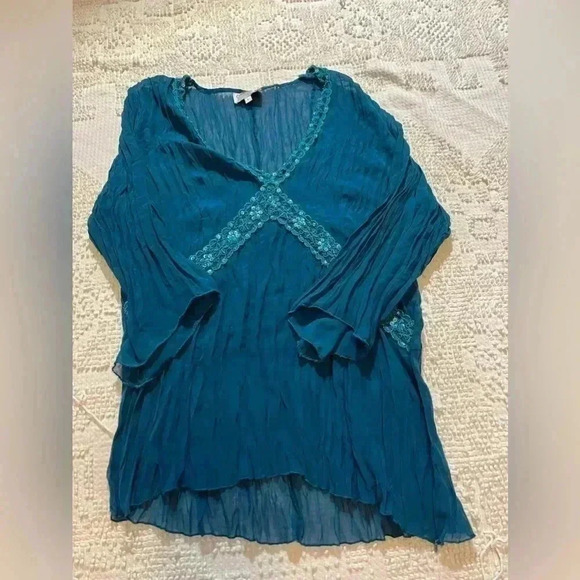 Claudia Richards Y2K fashion sequin v-neck mesh top - Picture 1 of 3